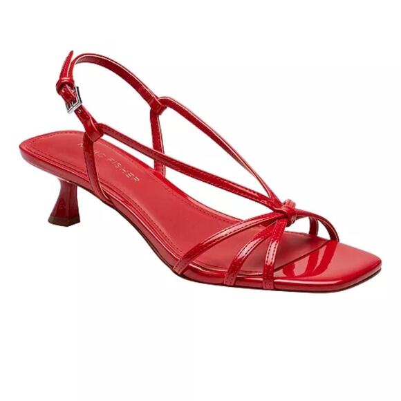 NEW Marc Fisher Raveny Strappy Kitten Heel Sandals 8 Red Patent - Picture 1 of 6